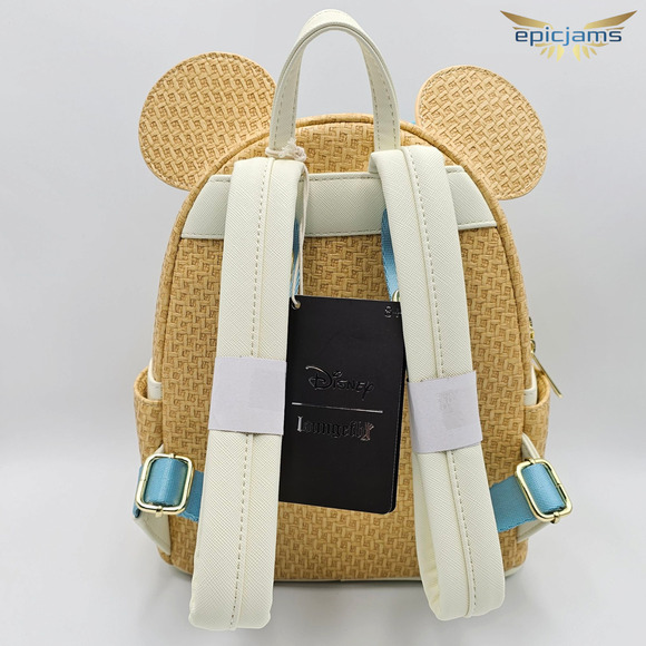 Loungefly Disney Minnie Mouse Raffia Floral Ears Embroidered Mini Backpack New - Picture 5 of 7